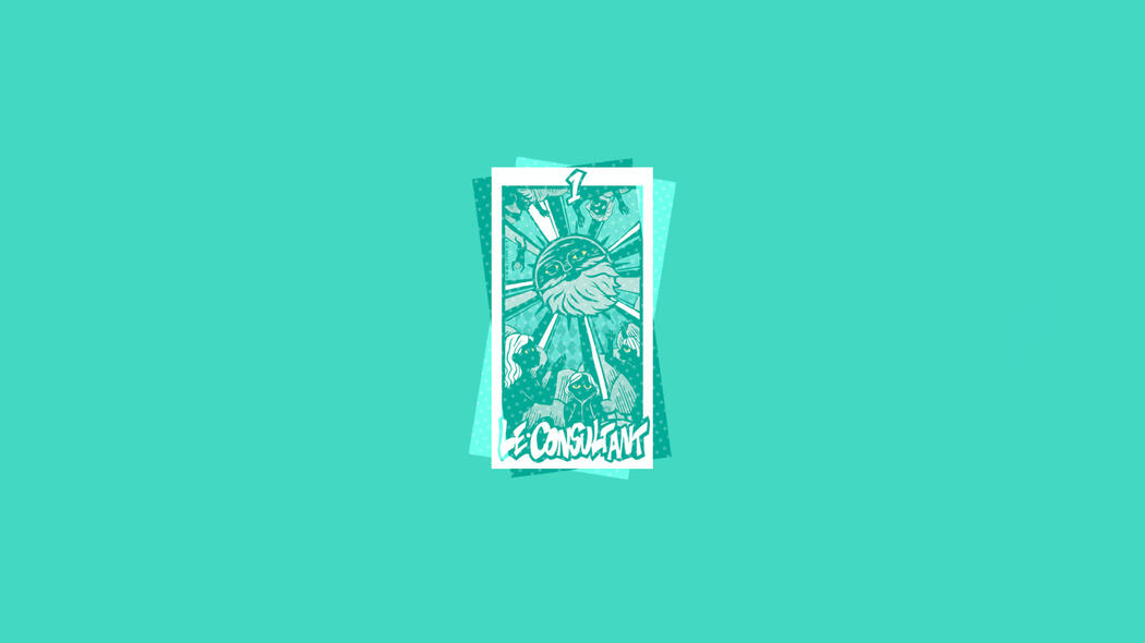 A picture of Takuto Maruki from Persona 5 Royal on a teal background, shaped into a circular icon.